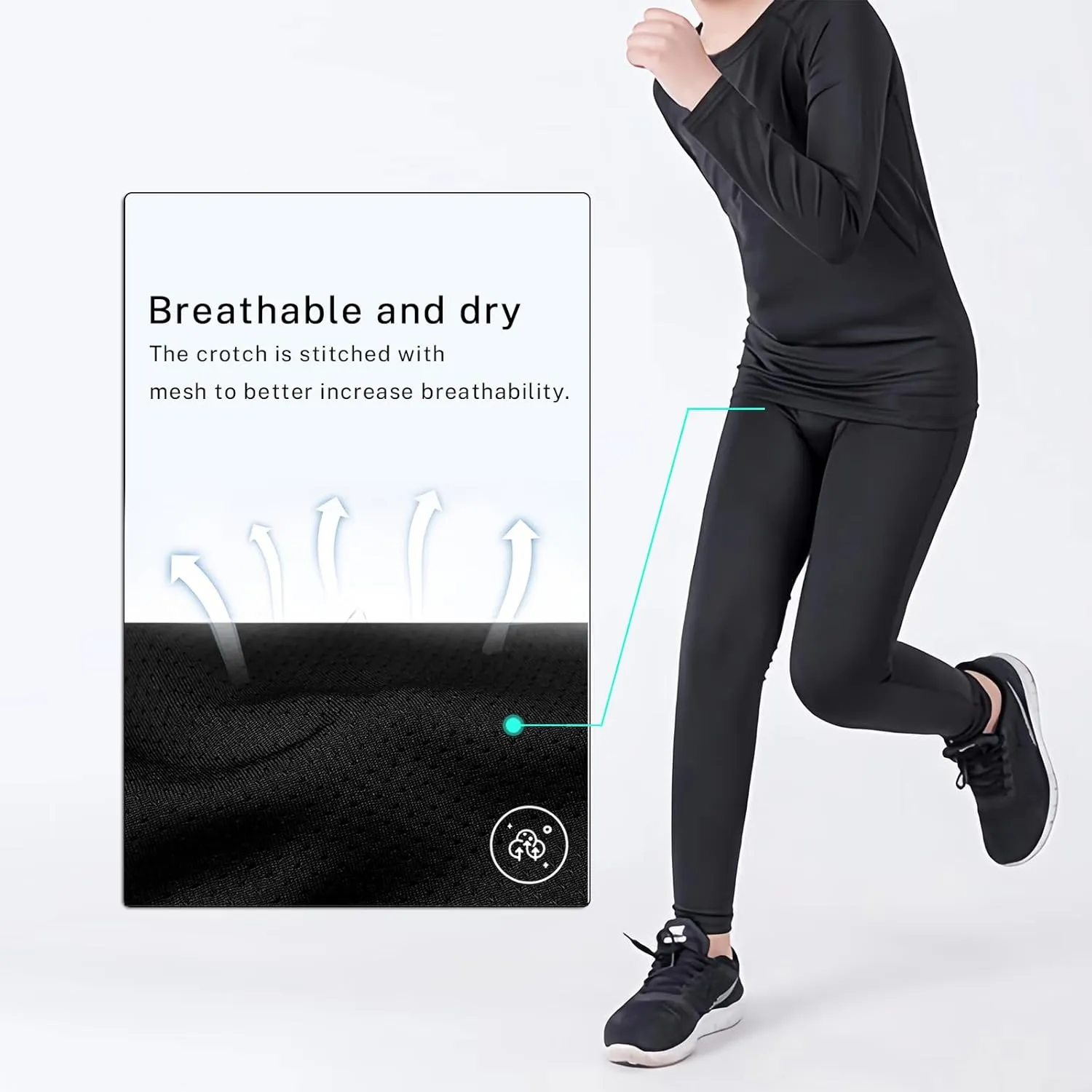 1/2/3/4 Pack Boys' Youth Compression Leggings Pants Tights Athletic Base for Basketball Running Hockey Jiu Jitsu