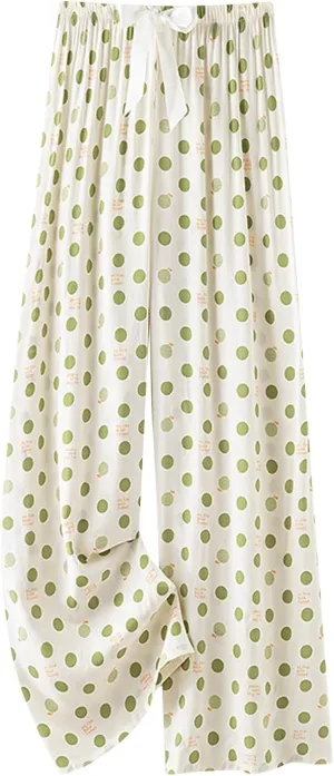 2024 Floral Printed Pants Women Casual Baggy Wide Leg Lounge Pants Loose Comfy Lightweight Elastic Waist Trousers with Pocket