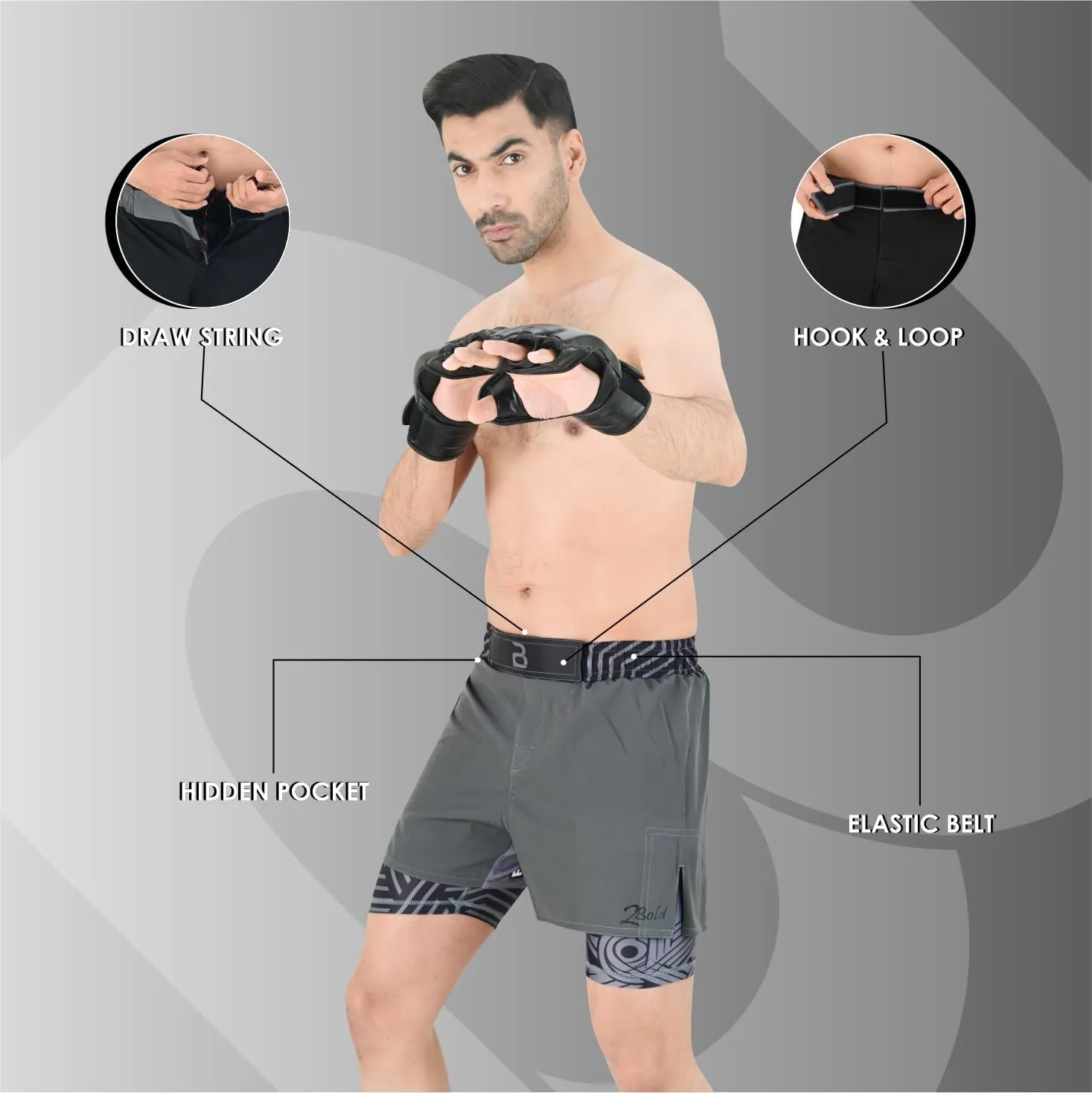 2BOLD MMA, BJJ Long Sleeve Compression Rash Guard Shirt For Men, Jiu Jitsu Compression Shorts 2PC Quick Dry Workout Gym Set