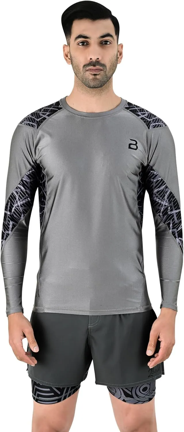 2BOLD MMA, BJJ Long Sleeve Compression Rash Guard Shirt For Men, Jiu Jitsu Compression Shorts 2PC Quick Dry Workout Gym Set