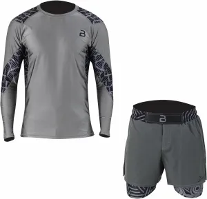 2BOLD MMA, BJJ Long Sleeve Compression Rash Guard Shirt For Men, Jiu Jitsu Compression Shorts 2PC Quick Dry Workout Gym Set