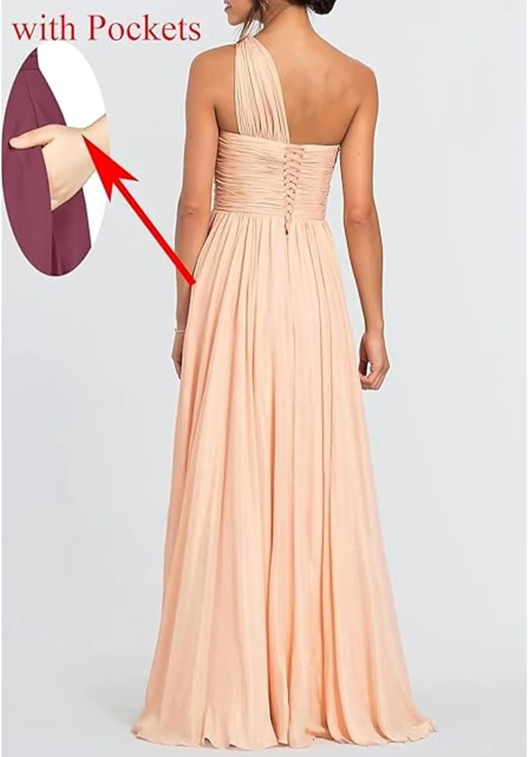 A Line Sexy Evening Dress Solid Chiffon Floor Length One Shoulder Sleevesless Cocktail Dress with Pleats 2025