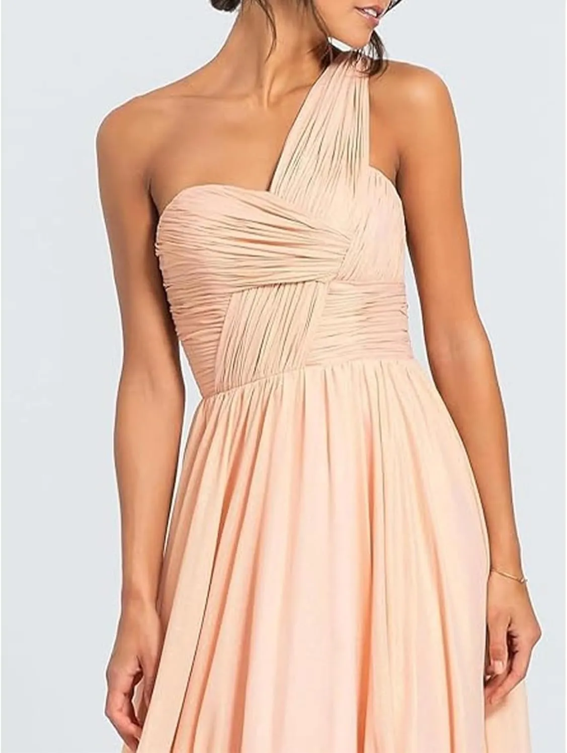 A Line Sexy Evening Dress Solid Chiffon Floor Length One Shoulder Sleevesless Cocktail Dress with Pleats 2025
