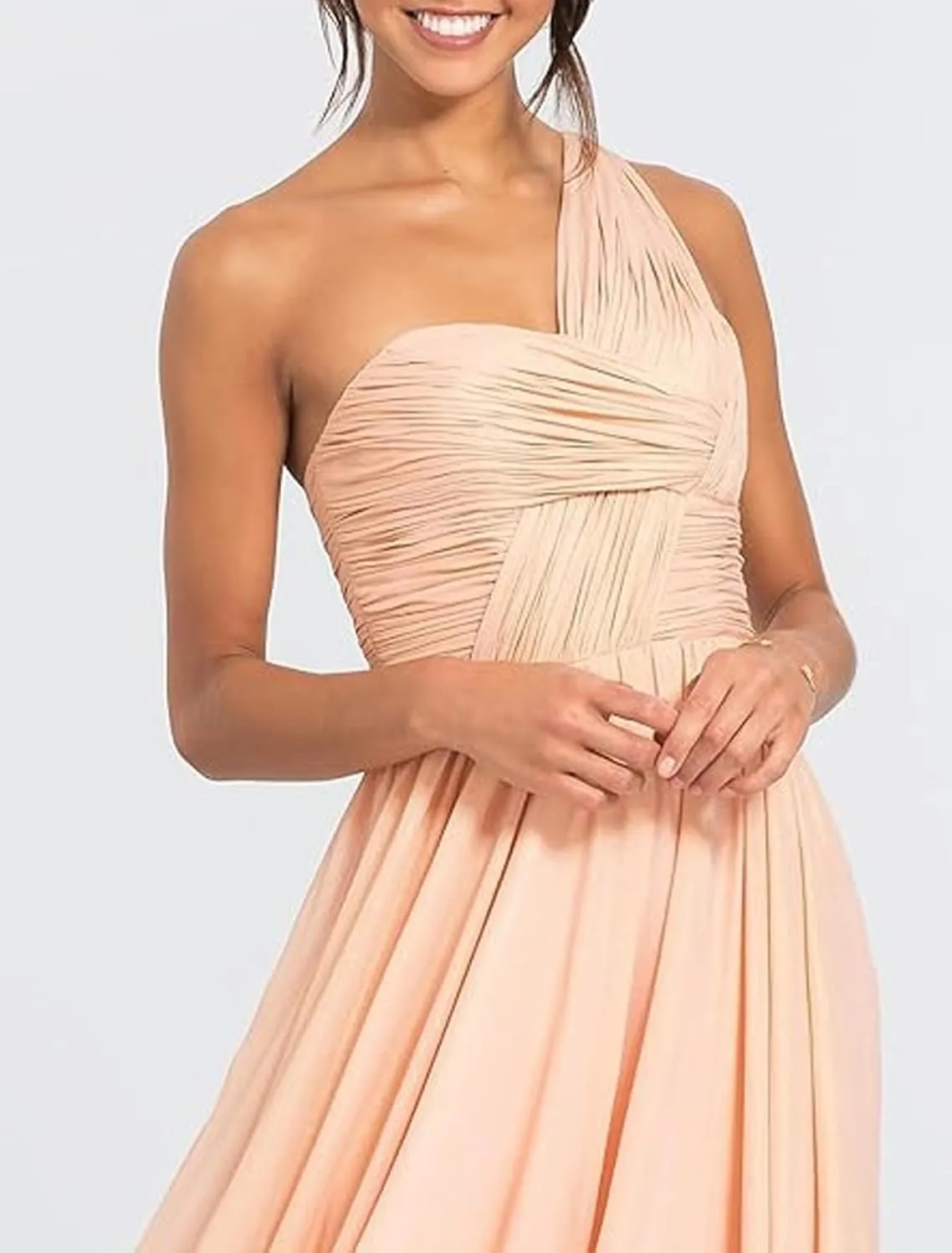 A Line Sexy Evening Dress Solid Chiffon Floor Length One Shoulder Sleevesless Cocktail Dress with Pleats 2025