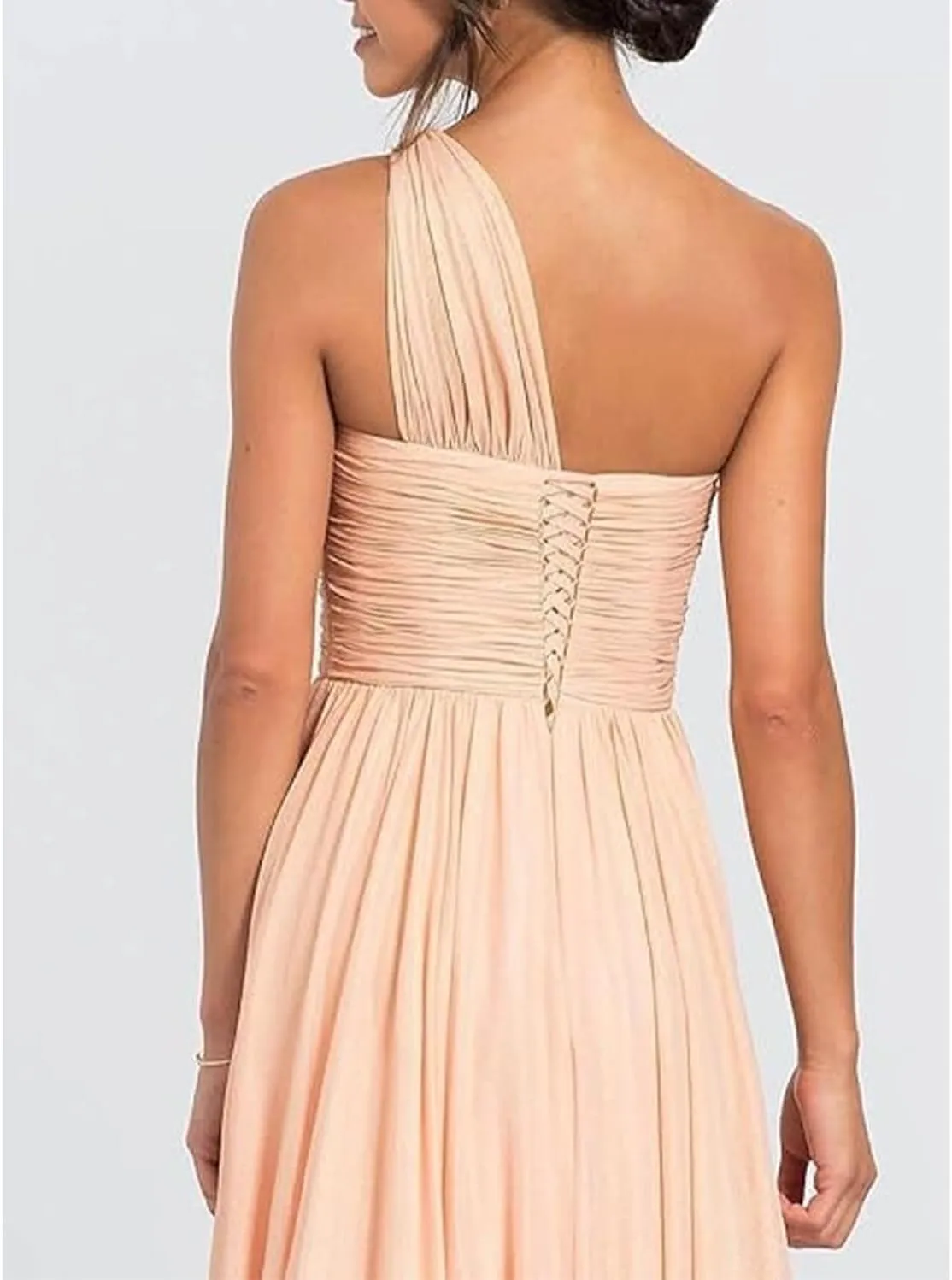A Line Sexy Evening Dress Solid Chiffon Floor Length One Shoulder Sleevesless Cocktail Dress with Pleats 2025