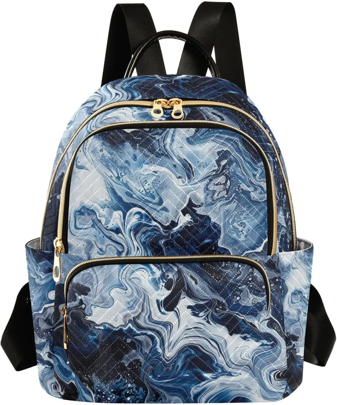 Abstract Blue White Water Waves 14 Inch waterproof shoulder backpack for girls backpack diaper bag for ladies,teen girls