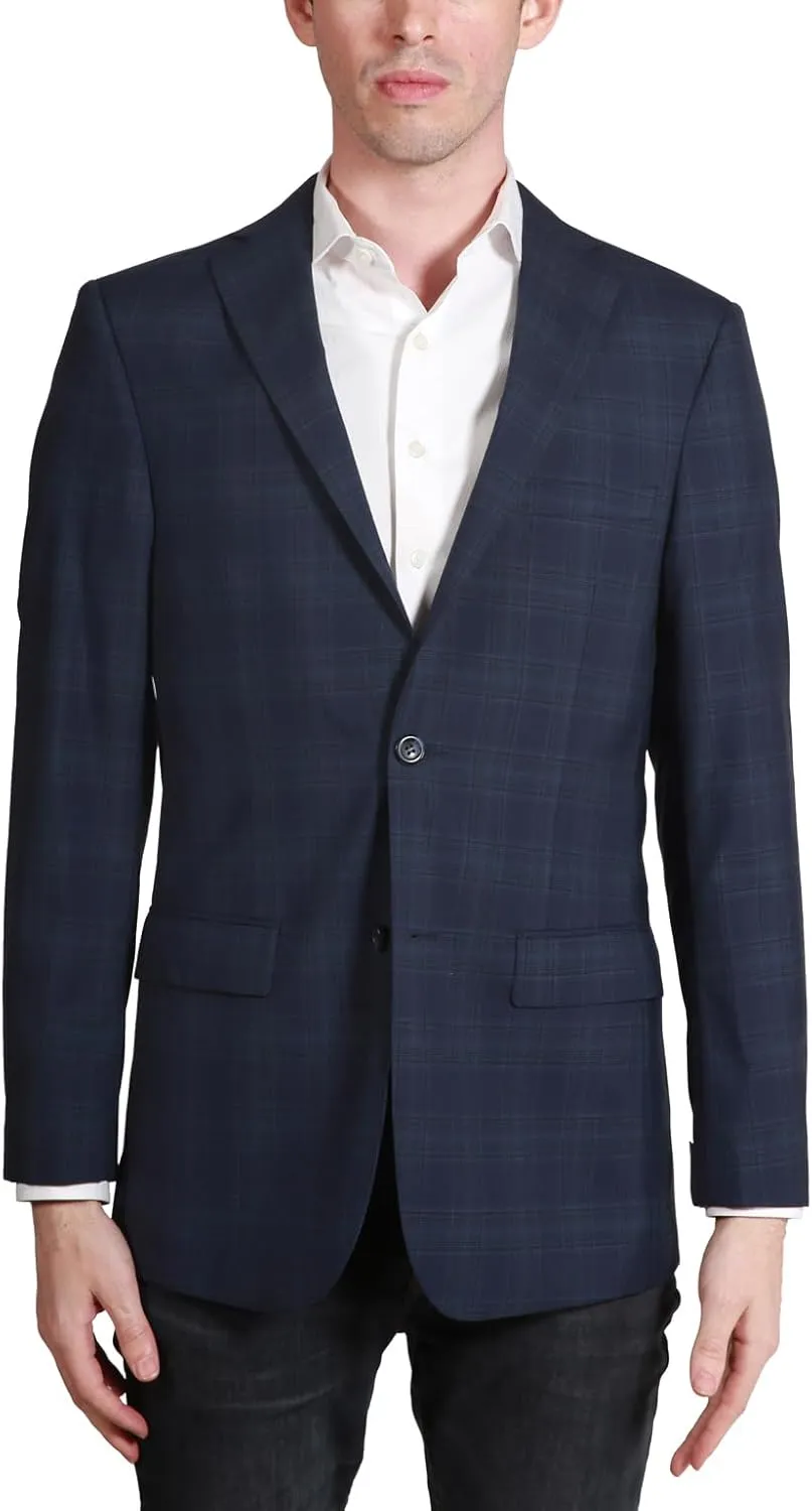 Adam Baker Men's Single Breasted Classic Fit 100% Luxury Lamb's Wool Blazer/Sport Coat