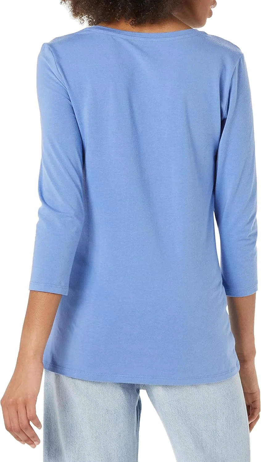 Amazon Essentials Women's Classic-Fit 3/4 Sleeve V-Neck T-Shirt (Available in Plus Size), Multipacks