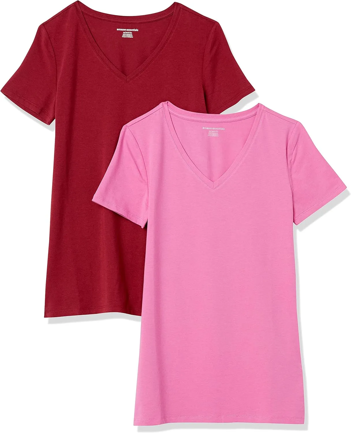 Amazon Essentials Women's Classic-Fit Short-Sleeve V-Neck T-Shirt, Multipacks