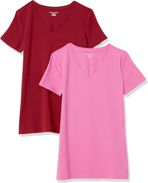 Amazon Essentials Women's Classic-Fit Short-Sleeve V-Neck T-Shirt, Multipacks