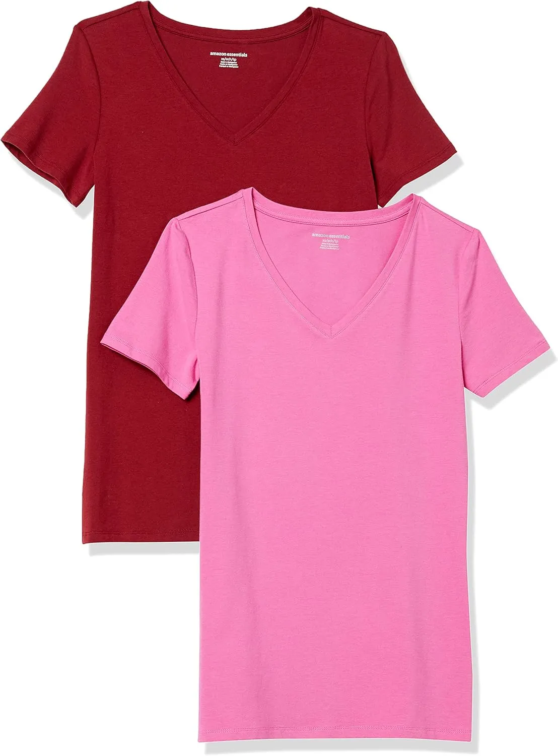 Amazon Essentials Women's Classic-Fit Short-Sleeve V-Neck T-Shirt, Multipacks