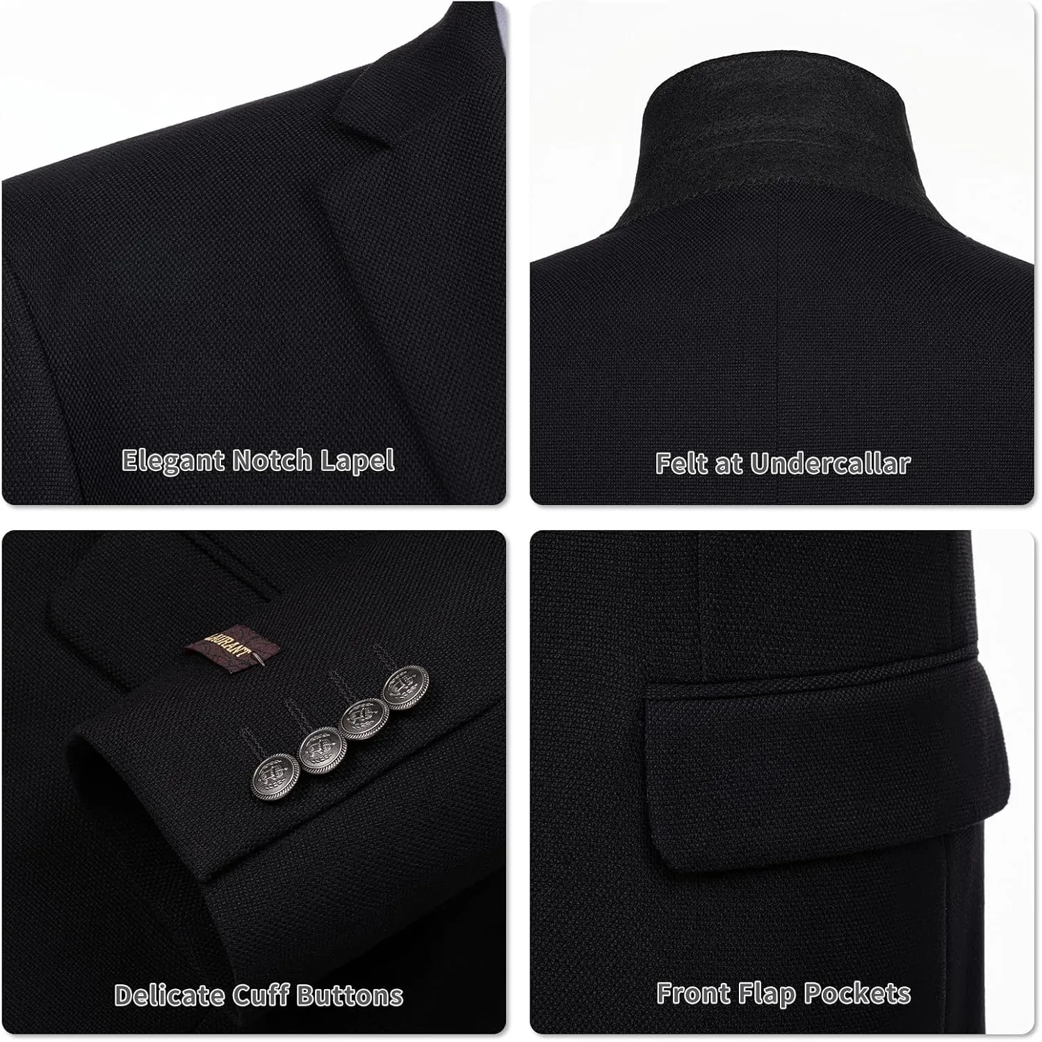 AMY ZHU Men's Sport Coat Classic Fit Stretch Blazer 2 Button Suit Jacket