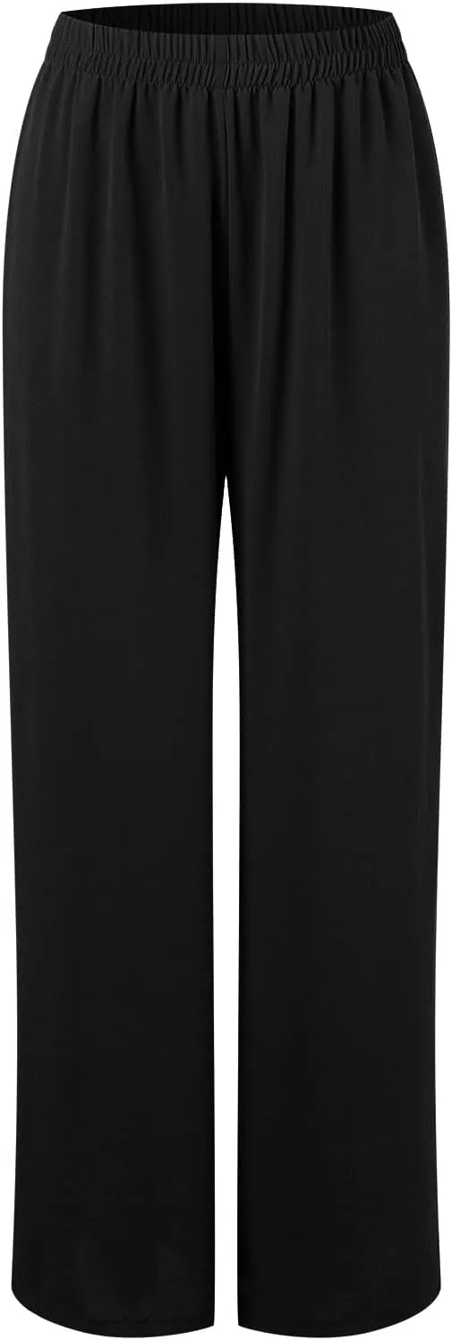 Aniywn Muslim Casual 2 Piece Set for Women Long Sleeve Loose Top Wide Leg Pants Suit Plus Size Outfit Prayer Clothes No Hijab