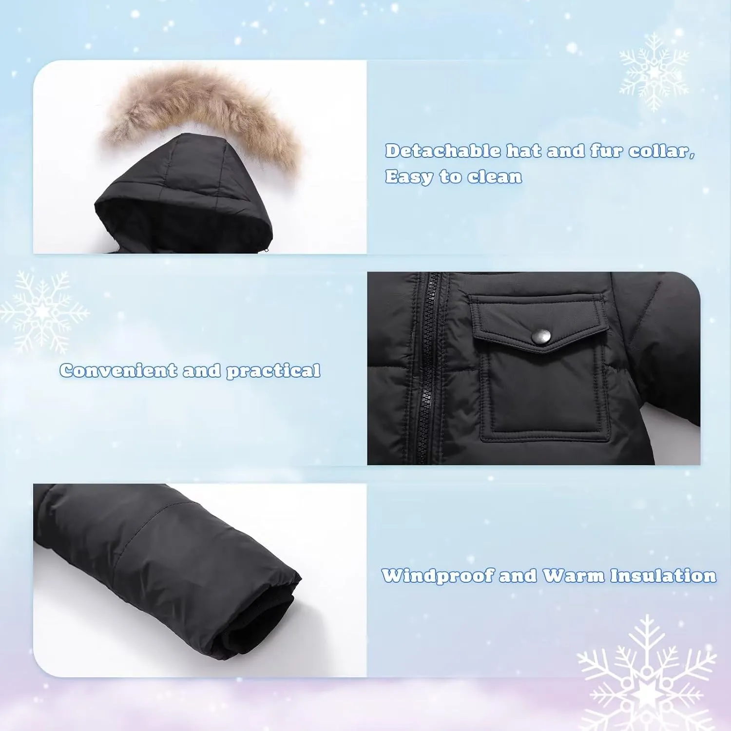 Baby Snowsuit Toddler Winter Hooded Artificial Fur Down Boys Girls Jacket Coat and Ski Bib Pants Warm Fashion Outwear