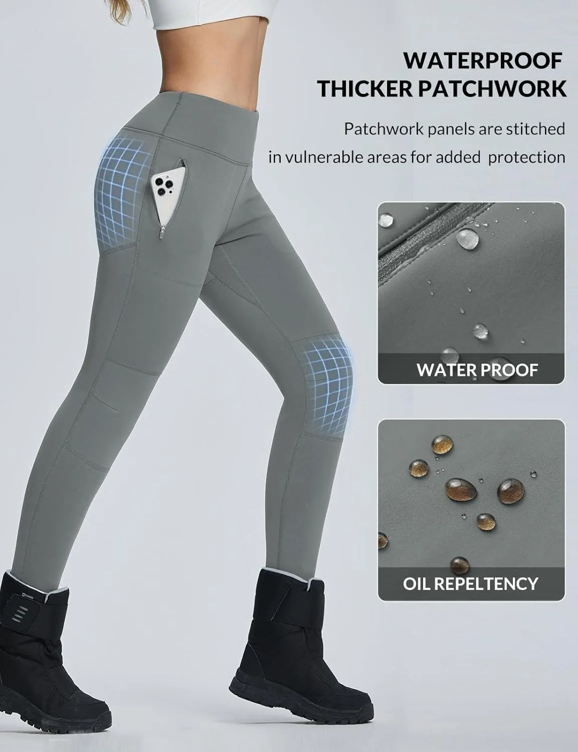 baleaf Women's Snow Pants Winter Thick Insulated Waterproof Fleece Lined Leggings Ski Hiking Outdoor Cold Weather Gear