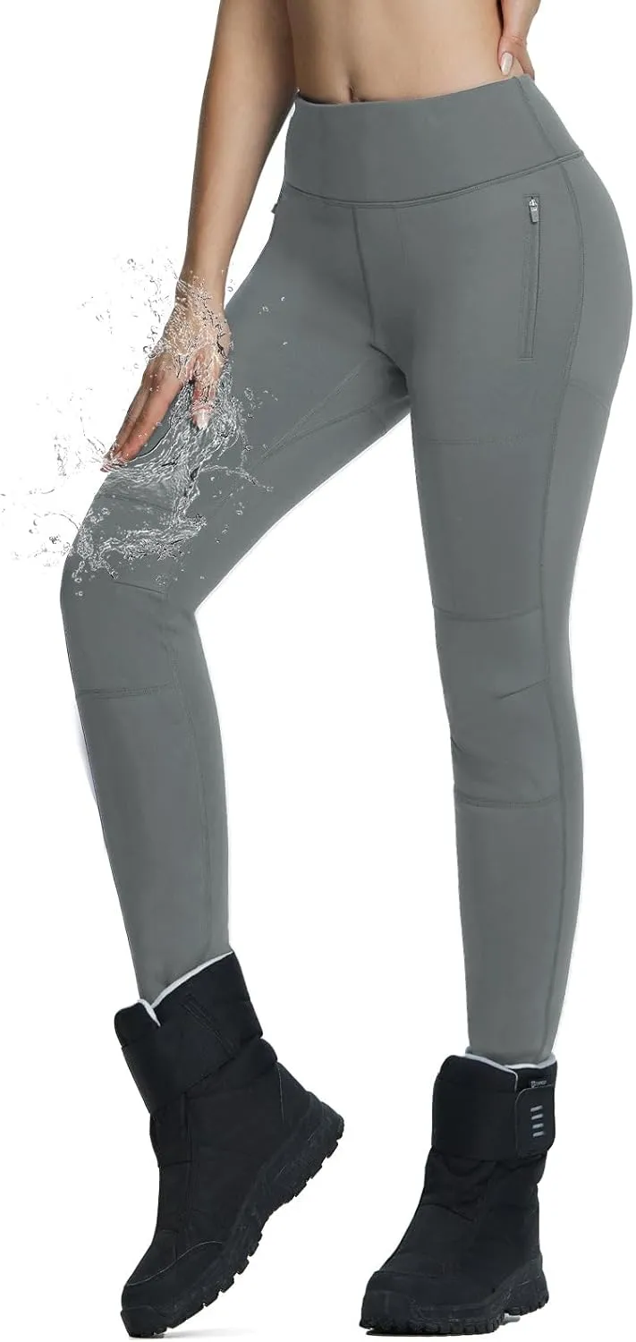 baleaf Women's Snow Pants Winter Thick Insulated Waterproof Fleece Lined Leggings Ski Hiking Outdoor Cold Weather Gear