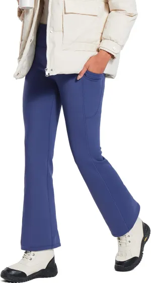 baleaf Women's Thick Fleece Lined Leggings Winter Warm Thermal Tummy Control Flare Yoga Pants Pockets Bootcut Snow Ski Pants