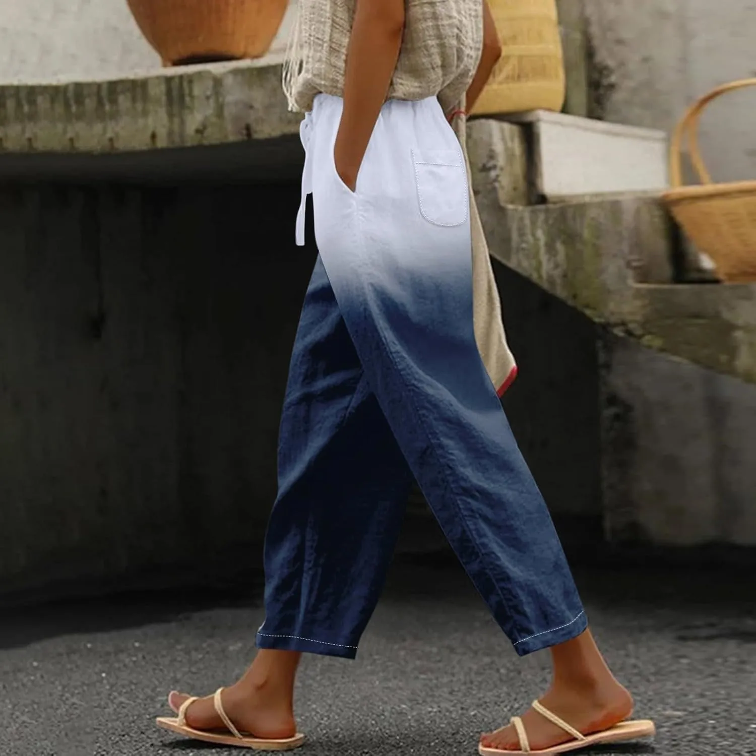 Beach Pants Everyday Casual Drawstring Pants Womens Work Pants Summer Outfits for Women 2024 Vacation Jeans