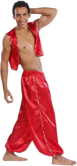 Belly Dance Men's Satin Vest & Pants w/Sequiens Halloween Costume Set
