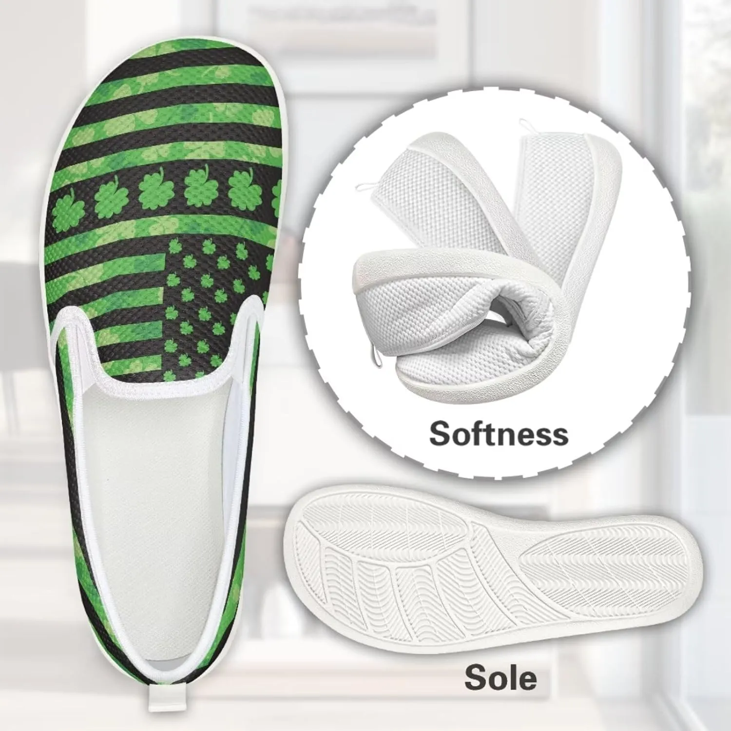 Binienty Women Casual Low Cut Flat Loafer Shoes Slip-On Mesh Sneakers with Rubber Outsole
