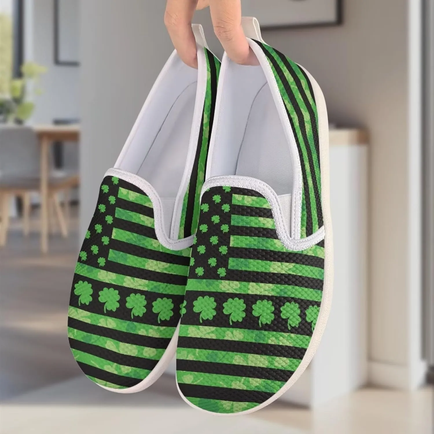 Binienty Women Casual Low Cut Flat Loafer Shoes Slip-On Mesh Sneakers with Rubber Outsole