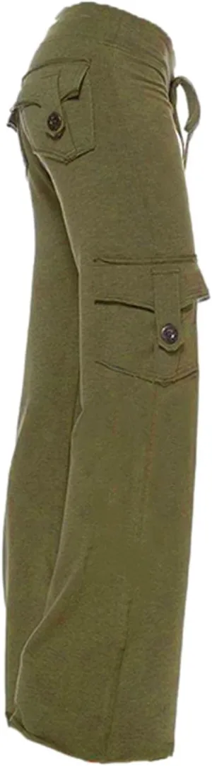 Binmer High Waist Baggy Cargo Pants for Womens Stretch Legs Trousers Casual Loose Plus Size Workout Sweatpants with Pocket
