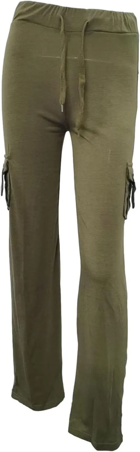 Binmer High Waist Baggy Cargo Pants for Womens Stretch Legs Trousers Casual Loose Plus Size Workout Sweatpants with Pocket