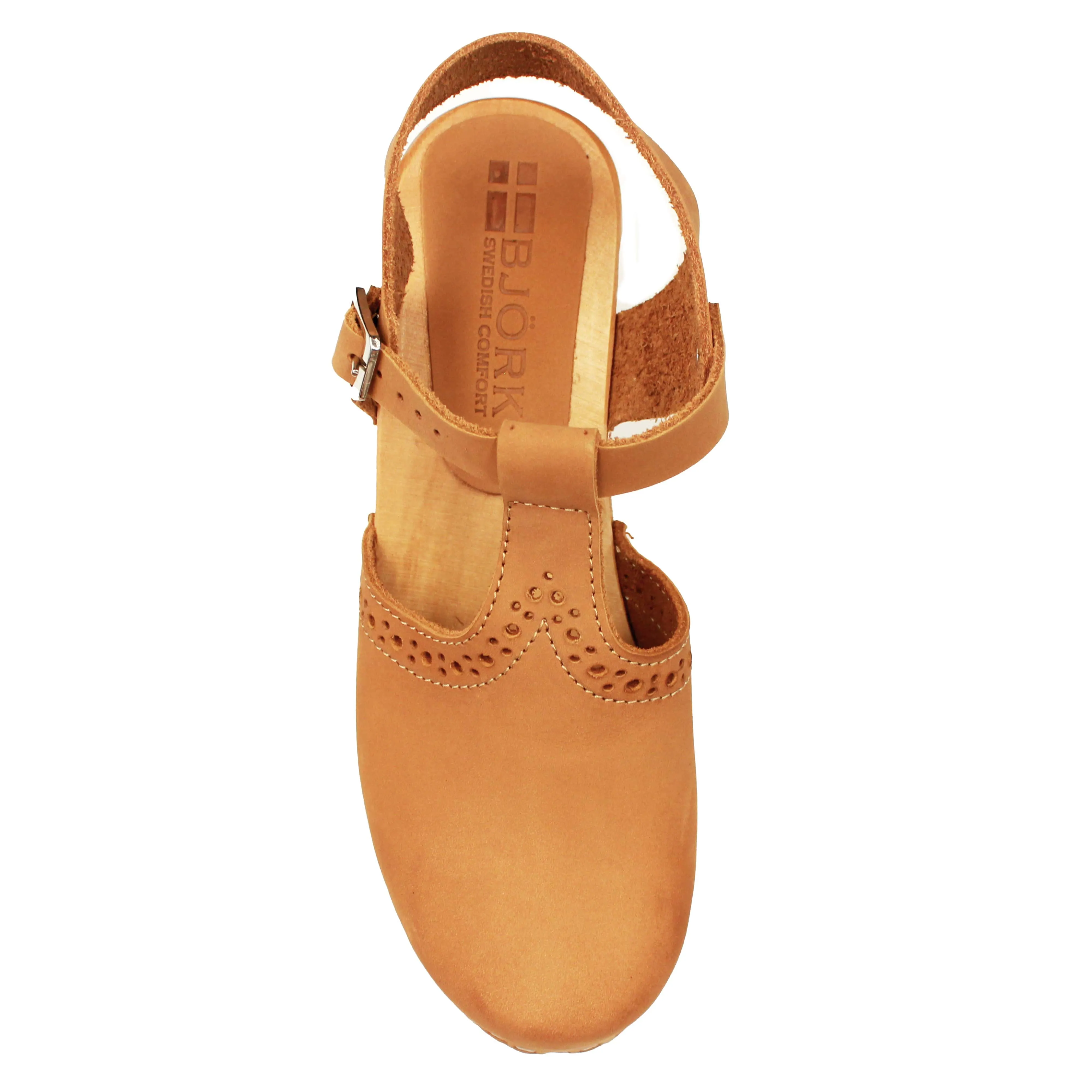 BJORK CLARA Swedish Wooden Clogs in Camel Nubuck