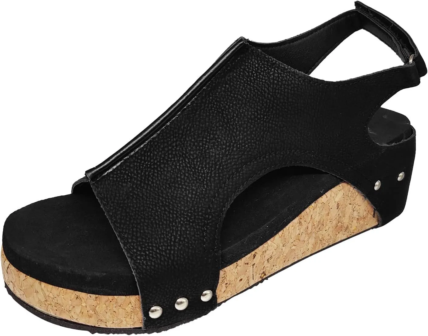 Black Sandals Women Dressy,Womens Wedge Sandals Summer Open Toe Breathable Beach Sandal Casual Wedges Shoes