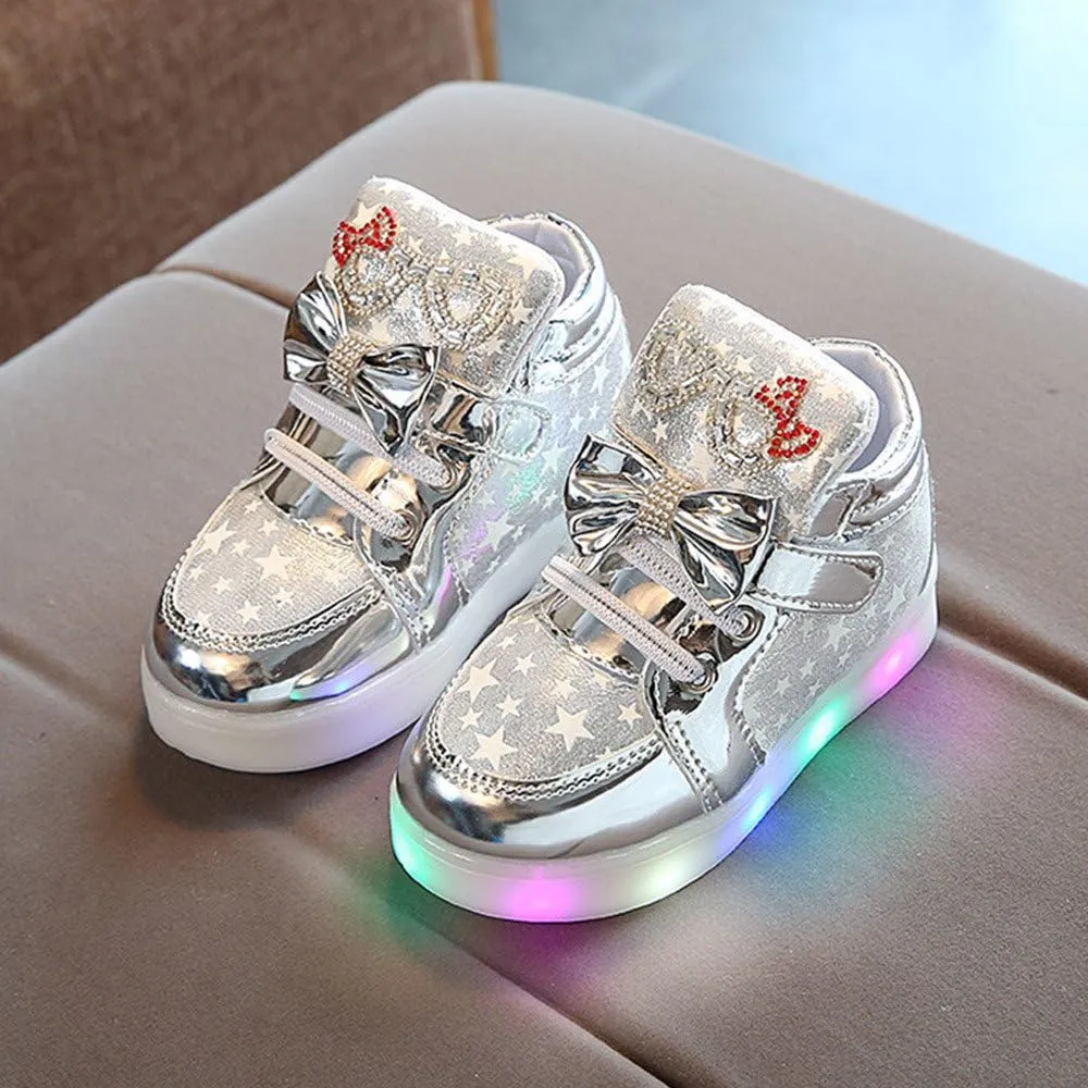 Black Shoes for Girls,Toddler Baby Fashion Sneakers Star Luminous Child Casual Colorful Sport Shoes 1-7 Years