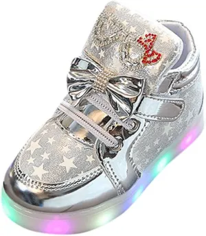 Black Shoes for Girls,Toddler Baby Fashion Sneakers Star Luminous Child Casual Colorful Sport Shoes 1-7 Years
