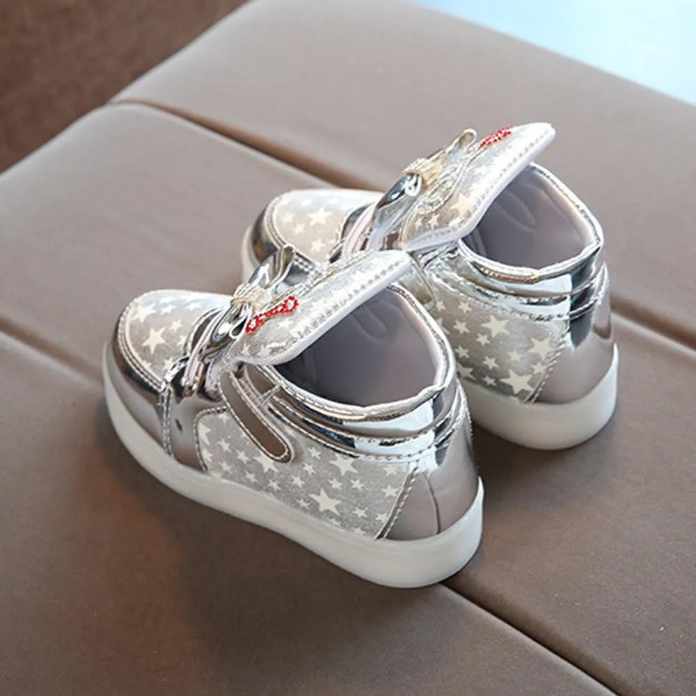 Black Shoes for Girls,Toddler Baby Fashion Sneakers Star Luminous Child Casual Colorful Sport Shoes 1-7 Years