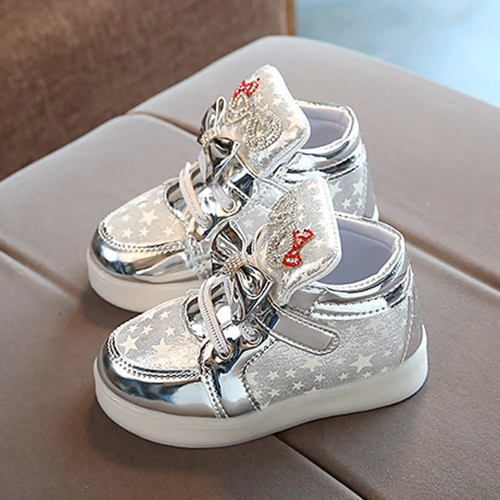 Black Shoes for Girls,Toddler Baby Fashion Sneakers Star Luminous Child Casual Colorful Sport Shoes 1-7 Years
