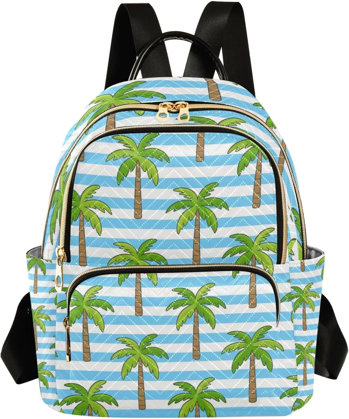 Blue White Striped Coconut Palm 14 Inch Large Capacity diaper bag backpack backpack diaper bag for ladies,teen girls
