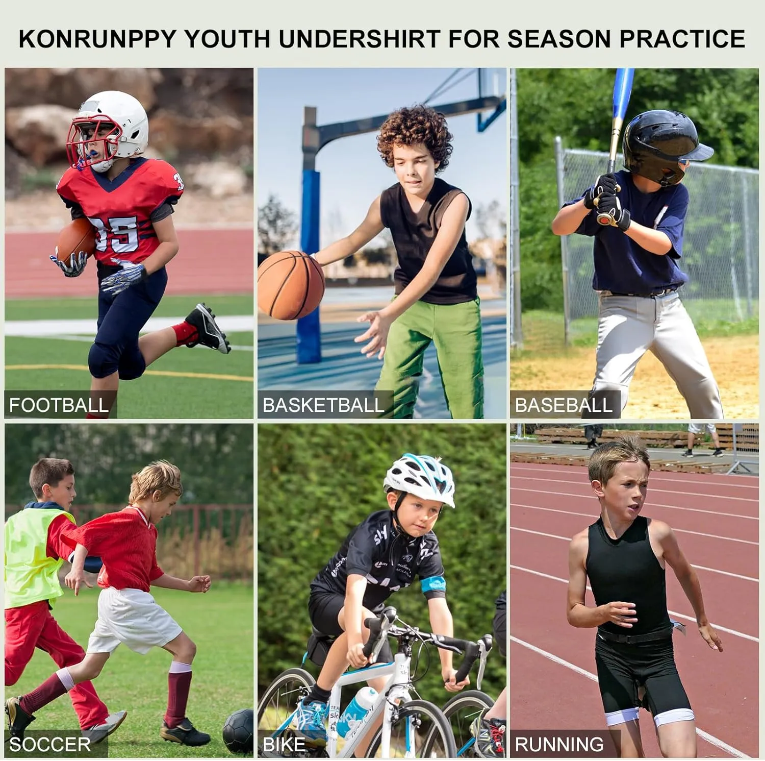Boys Sleeveless Compression Shirt Qucik Dry Athletic Tank Tops Youth Kids Basketball Football Undershirt Workout