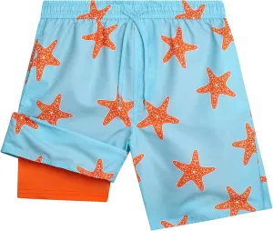 Boys Swim Trunks with Compression Liner Quick Dry Bathing Suit Swim Shorts (Sizes: 8-14)