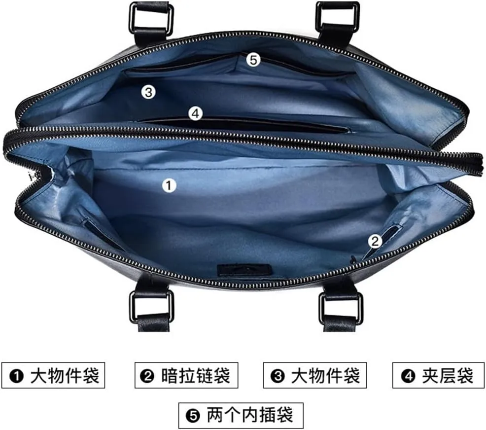 Business Handbag Cowhide Briefcase Men's Casual Shoulder Bag Computer Bag