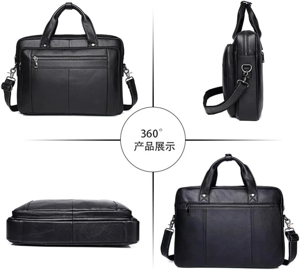 Business Men's Briefcase Leather Men's Bag Business Bag 16-inch Hand Carry Single Shoulder Computer Bag
