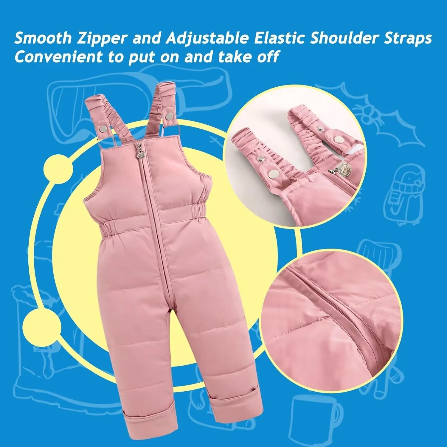 BYFRI Toddler Snow Suits Boys Girls Hooded Down Jacket & Ski Bib Pants Set Baby Snowsuit Coat Infant Winter Jumpsuit 18M-4T