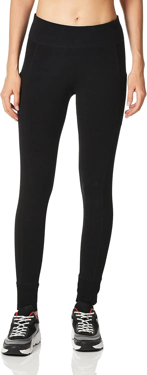 Calvin Klein Performance Women's Legacy Premium Performance Double Waistband Moisture Wicking Legging (Standard and Plus), Deep Black, X-Small