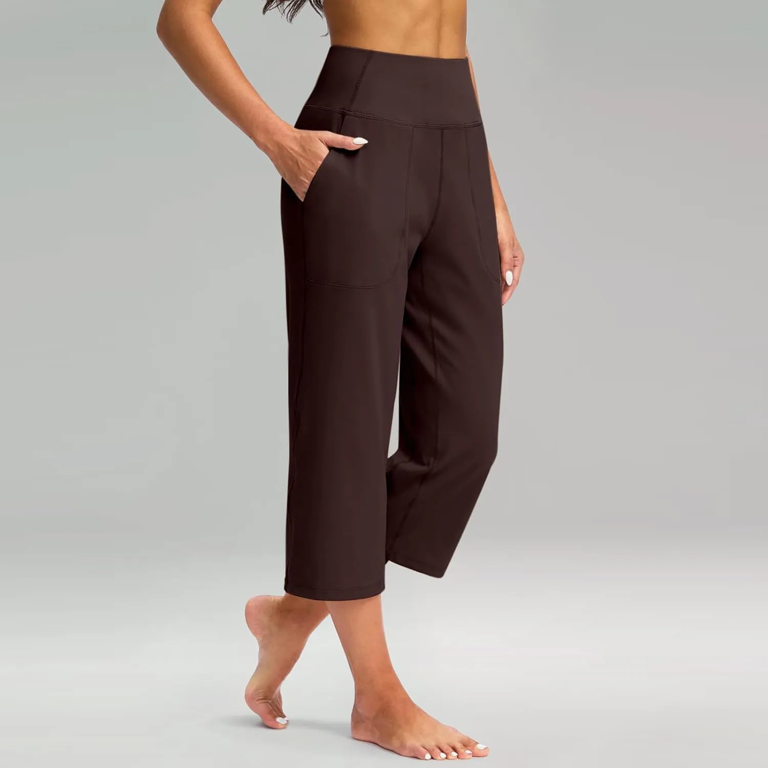 Capri Pants for Women Summer Wide Leg Capri Pants with Pockets Tummy Control Yoga Capris Plus Size Cropped Pant