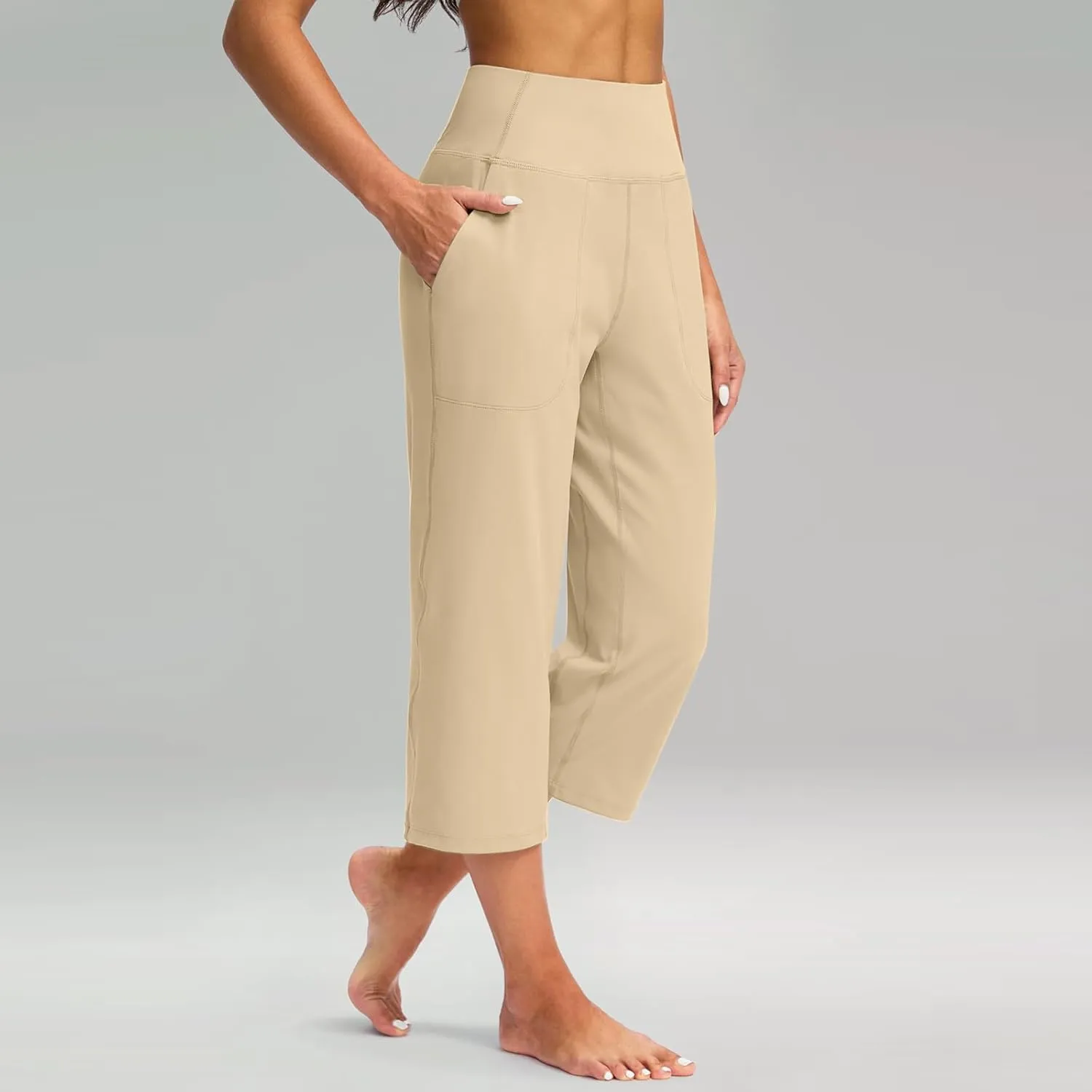 Capri Pants for Women Summer Wide Leg Capri Pants with Pockets Tummy Control Yoga Capris Plus Size Cropped Pant