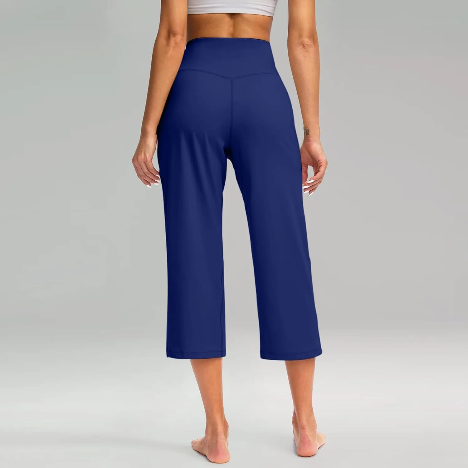 Capri Pants for Women Summer Wide Leg Capri Pants with Pockets Tummy Control Yoga Capris Plus Size Cropped Pant