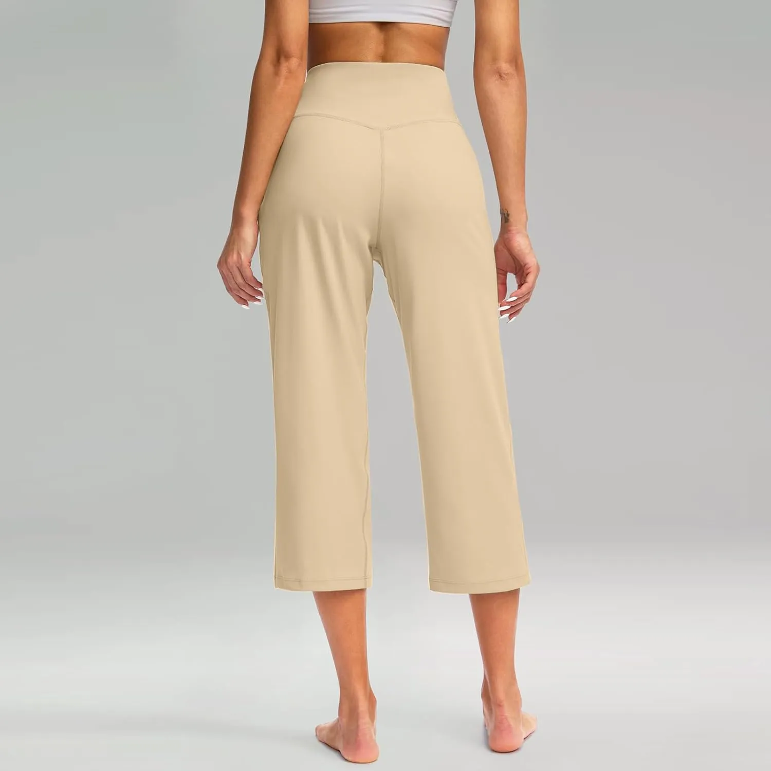 Capri Pants for Women Summer Wide Leg Capri Pants with Pockets Tummy Control Yoga Capris Plus Size Cropped Pant
