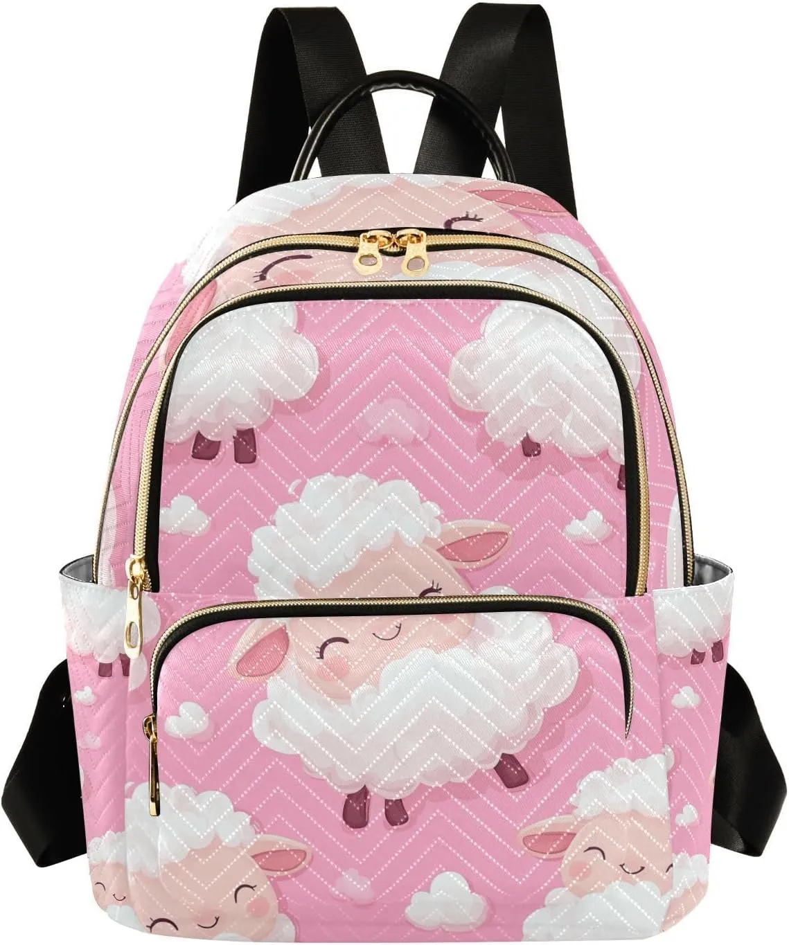 Cartoon Cute White Sheep 14 Inch multipurpose fashion backpack purse backpack diaper bag for ladies,teen girls