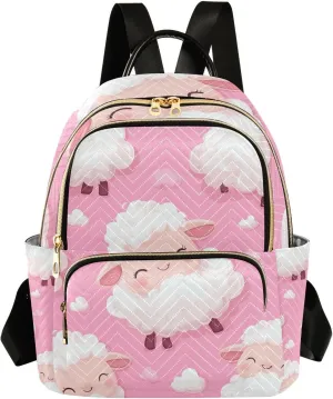 Cartoon Cute White Sheep 14 Inch multipurpose fashion backpack purse backpack diaper bag for ladies,teen girls