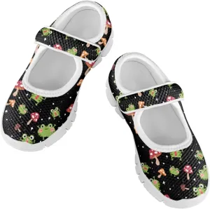 Child Sneakers Girls Mesh Mary Jane Flats Walking Shoes Breathable Mesh Shoe for School Soft Sole Casual Sneaker