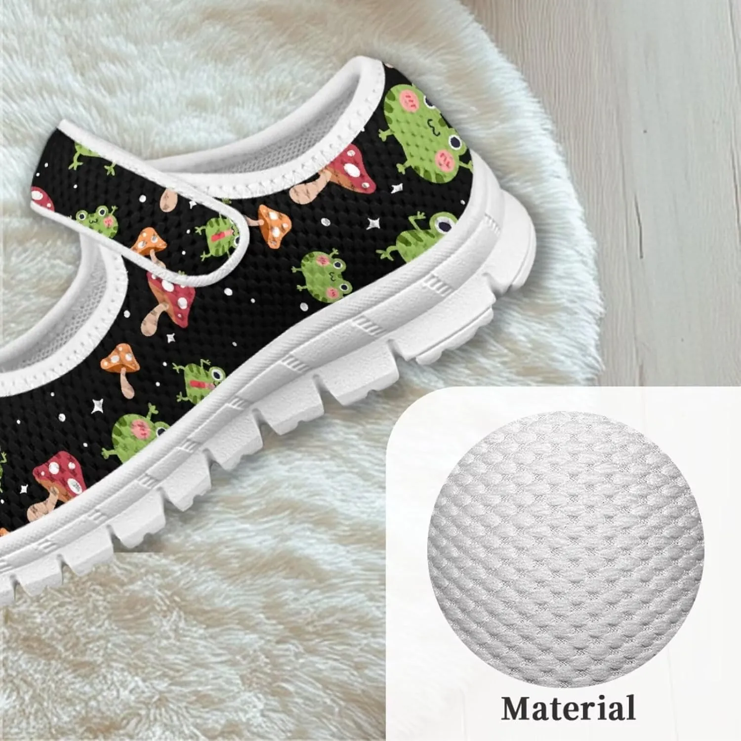 Child Sneakers Girls Mesh Mary Jane Flats Walking Shoes Breathable Mesh Shoe for School Soft Sole Casual Sneaker
