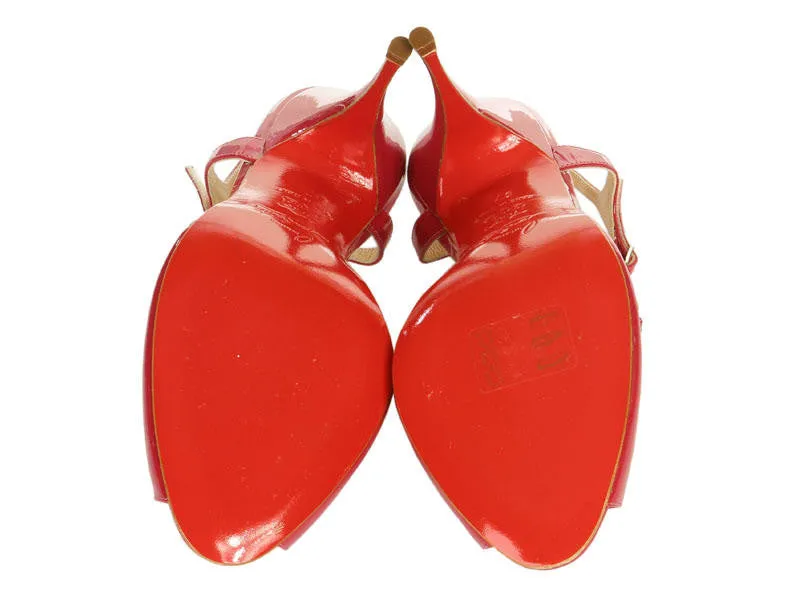 Christian Louboutin Raspberry Patent Ernesta T-Straps