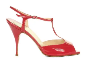 Christian Louboutin Raspberry Patent Ernesta T-Straps